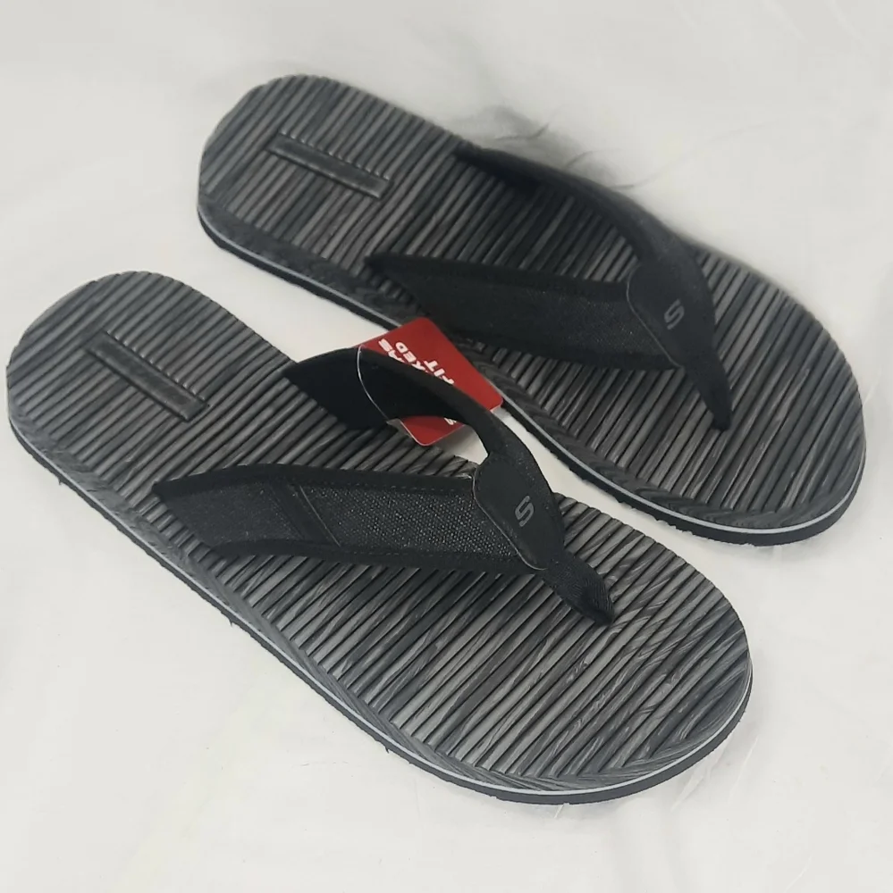 Skechers Tantric Rafe Mens Thong Sandals Size 13 Relaxed Fit Comfort Black NEW